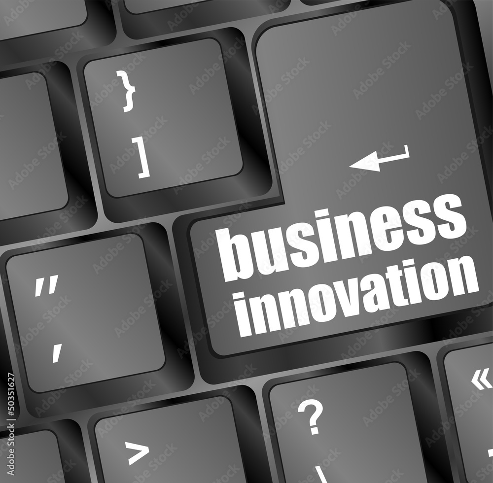 Poster business innovation - business concepts on computer keyboard