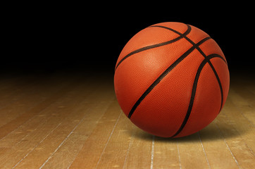 Basketball On Wood Court