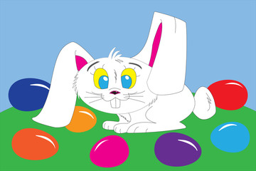 Easter rabbit in a meadow