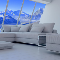 3d rendering of modern living room interior