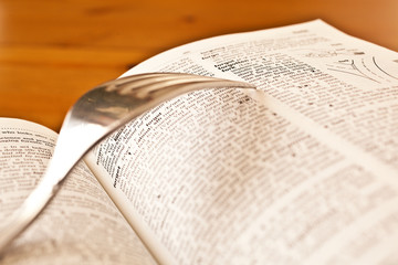 Fototapeta premium A fork and dictionary definition of it.