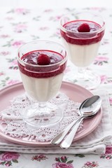 Panna cotta with raspberry sauce