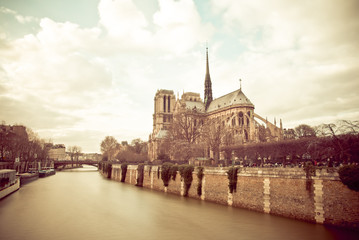 Fototapeta na wymiar Notre Dame Cathedral in Paris fromthe Seine River