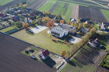 aerial view of michalow village in Poland