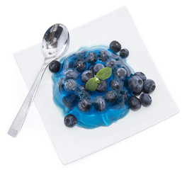 Blueberry Jello isolated on white
