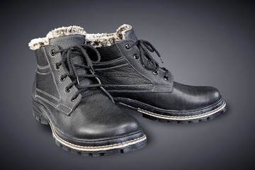 black leather men's boots