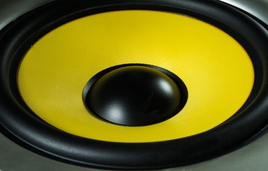 Close-up view of an audio speaker