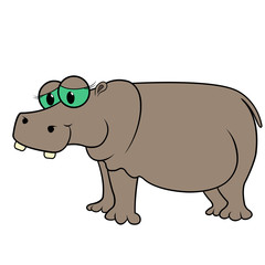 Fototapeta premium Hippopotamus Cartoon Vector Illustration