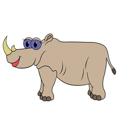 Rhinoceros Cartoon Vector Illustration