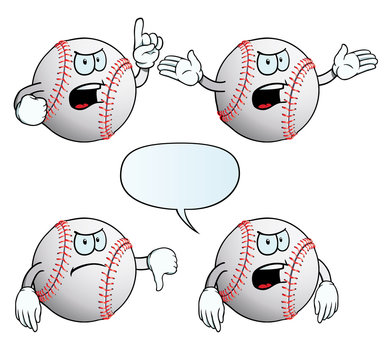 Collection of angry baseballs with various gestures.