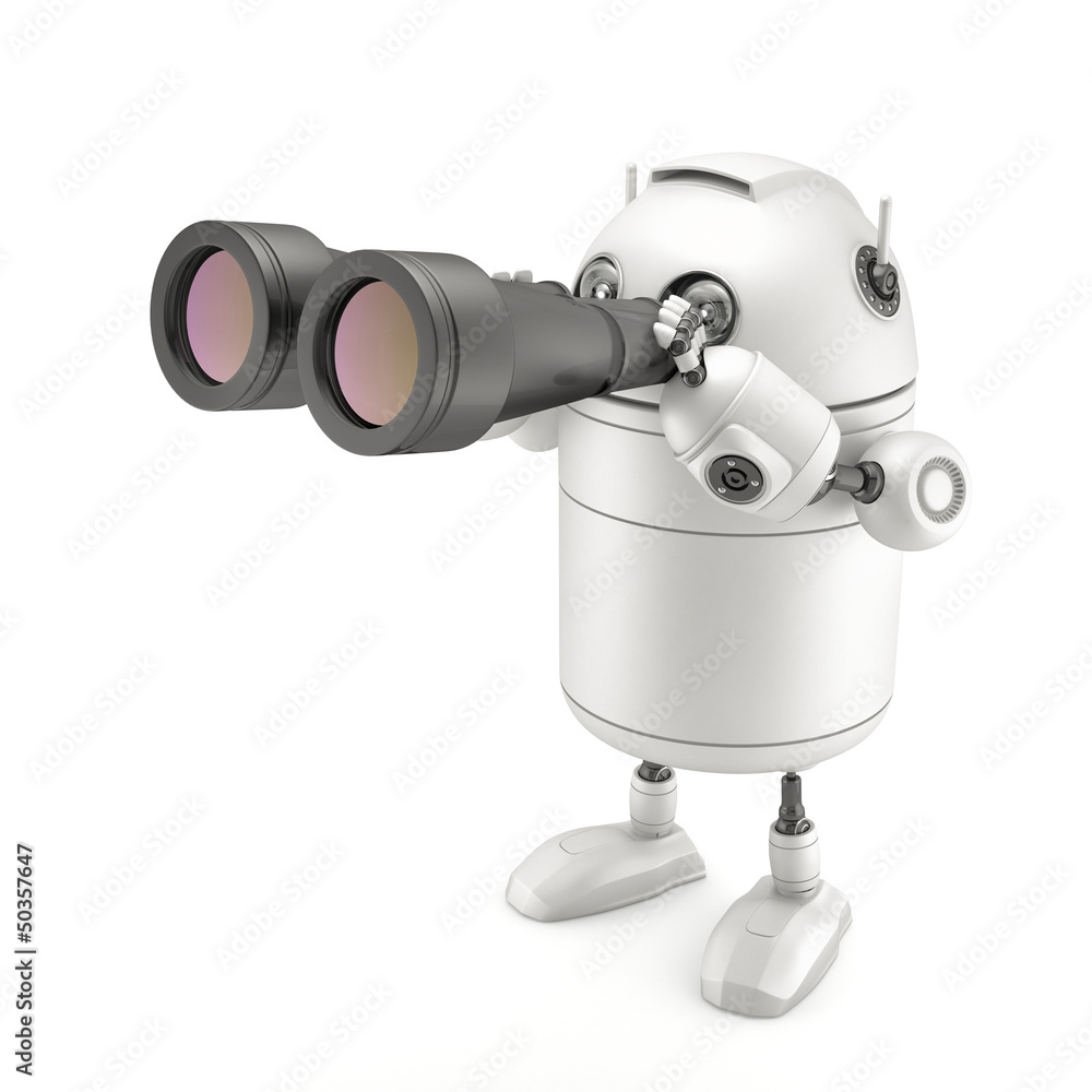 Poster robot with binocular. searching concept