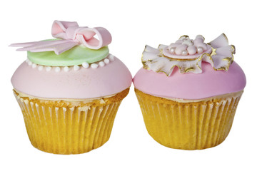 Two iced cupcakes.