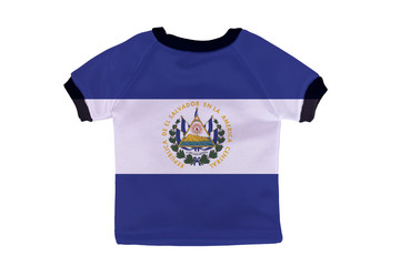 Small shirt with El Salvador flag isolated on white background