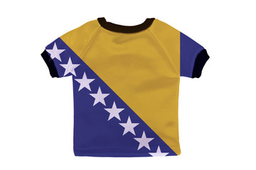 Small shirt with Bosnia and Herzegovina flag isolated on white b