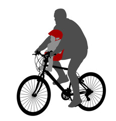 Obraz premium bicyclist with baby in bicycle chair