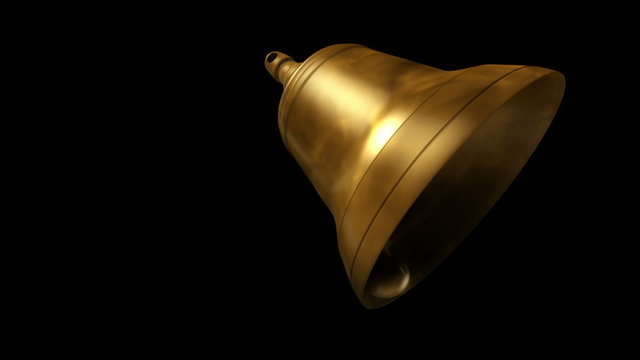 Large Golden Copper Bell swinging back and forth