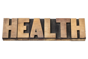 health word in wood type