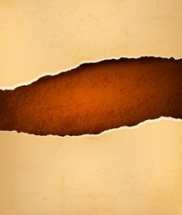 Retro background with old ripped paper and brown leather. Vector