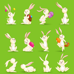 vector illustration of collection of Easter bunny