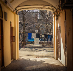 Old dark gateway in Odessa, Ukraine
