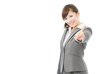 Beautiful asian business woman on white background