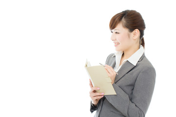 Beautiful asian business woman on white background