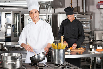 Young Chef Preparing Spaghetti