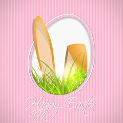 easter greeting card with grass and bunny