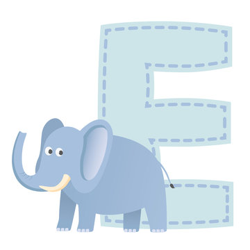 Letter E for Elephant illustration