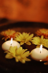 Aroma Bowl With Candles And Flowers
