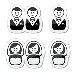 Gay / lesbian marriage  icons set