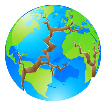 cracked earth globe showing climate change clip art preview