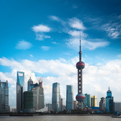 Fototapeta premium shanghai skyline against a blue sky