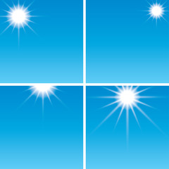 sunshine in the blue sky - vector set
