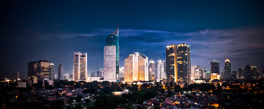 Panoramic cityscape of Indonesia capital city Jakarta