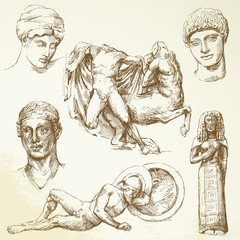 hand drawn collection - ancient greece - obrazy, fototapety, plakaty