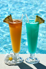 Cocktails near swimming pool