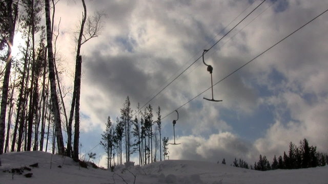 Time lapse empty bar lift on a cloudy day