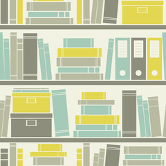 Seamless Bookshelves Pattern