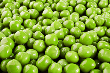 Food background - green peas closeup