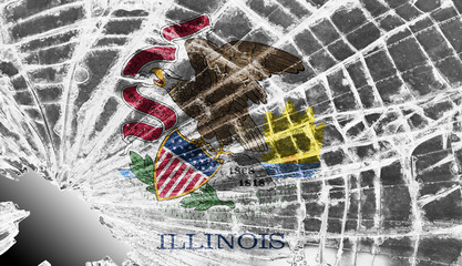 Broken glass or ice with a flag, Illinois