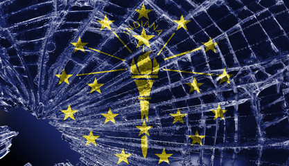 Broken glass or ice with a flag, Indiana