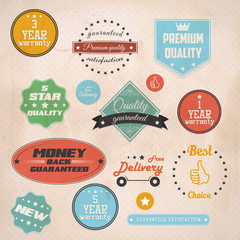 Set of retro stickers and labels. Vector