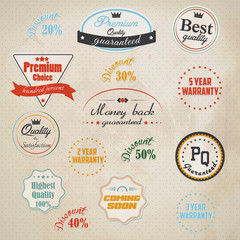 Set of retro stickers and labels. Vector