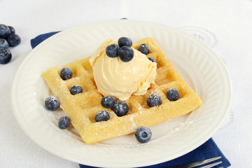 ice cream blueberry waffle