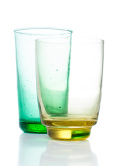 Two multi-colored vintage glasses