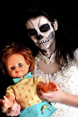 scarie mask with doll