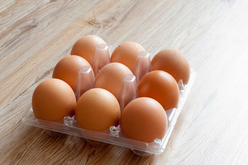 Brown chicken egg packaging