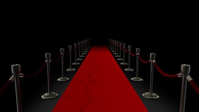 Red Carpet & Velvet Ropes Loop on Black Backdrop