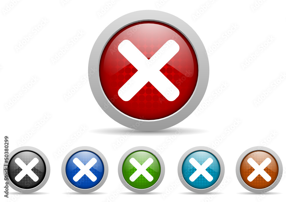 Aufkleber cancel vector icon set